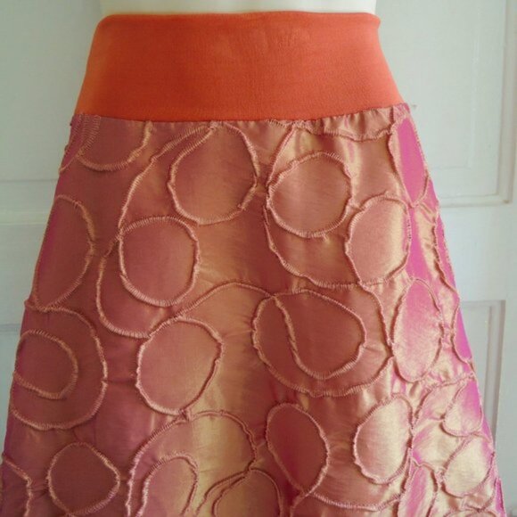 Melanie Grace Designs Gold Orange Shimmery Textured Party Skirt M - Picture 2 of 7